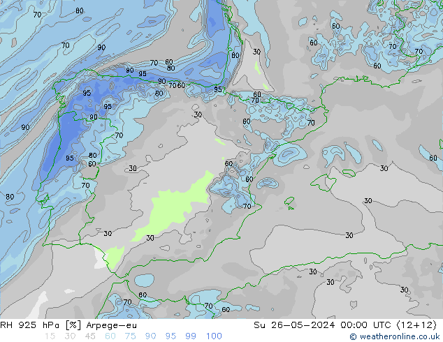 RH 925 hPa Arpege-eu  26.05.2024 00 UTC