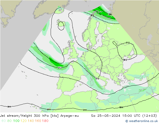 Jet stream/Height 300 hPa Arpege-eu Sa 25.05.2024 15 UTC