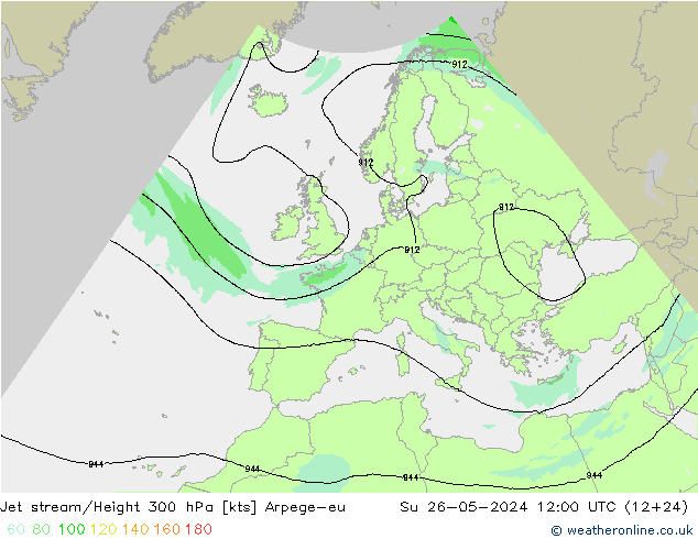 Jet stream Arpege-eu Dom 26.05.2024 12 UTC