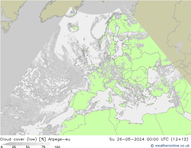 Nuages (bas) Arpege-eu dim 26.05.2024 00 UTC