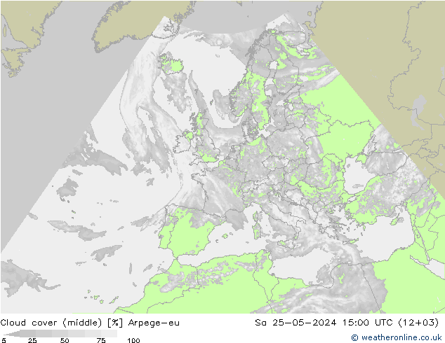 oblačnosti uprostřed Arpege-eu So 25.05.2024 15 UTC