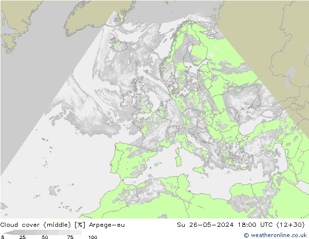 oblačnosti uprostřed Arpege-eu Ne 26.05.2024 18 UTC