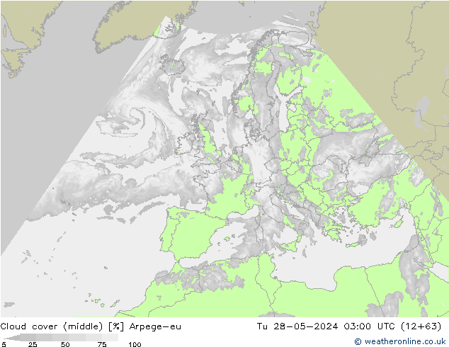 Wolken (mittel) Arpege-eu Di 28.05.2024 03 UTC