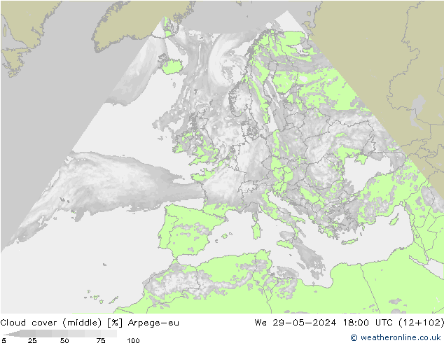 Wolken (mittel) Arpege-eu Mi 29.05.2024 18 UTC