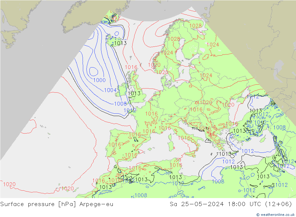 Bodendruck Arpege-eu Sa 25.05.2024 18 UTC