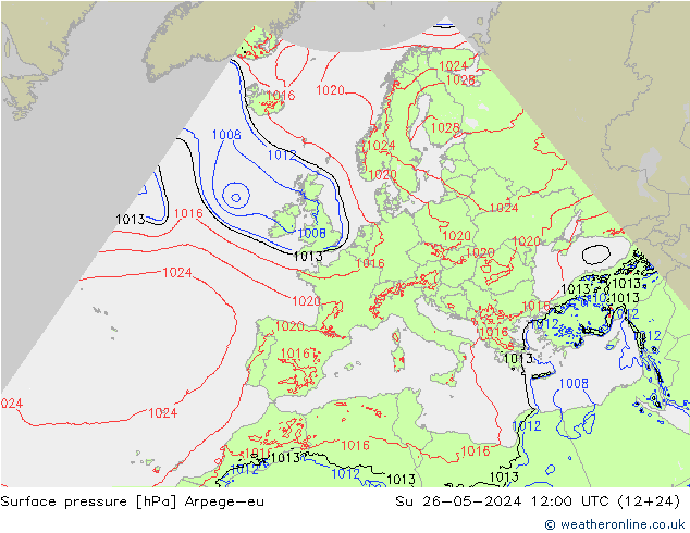 Surface pressure Arpege-eu Su 26.05.2024 12 UTC