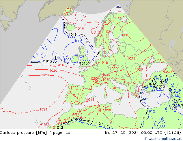 Yer basıncı Arpege-eu Pzt 27.05.2024 00 UTC