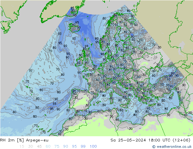 RH 2m Arpege-eu Sa 25.05.2024 18 UTC