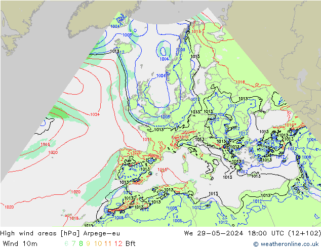 Windvelden Arpege-eu wo 29.05.2024 18 UTC