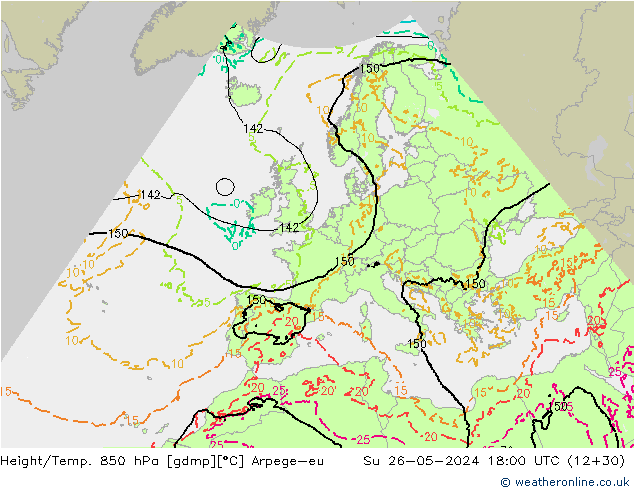 Height/Temp. 850 hPa Arpege-eu So 26.05.2024 18 UTC