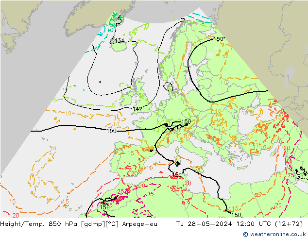 Yükseklik/Sıc. 850 hPa Arpege-eu Sa 28.05.2024 12 UTC