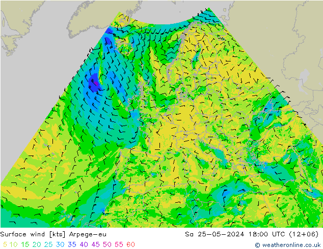 Rüzgar 10 m Arpege-eu Cts 25.05.2024 18 UTC