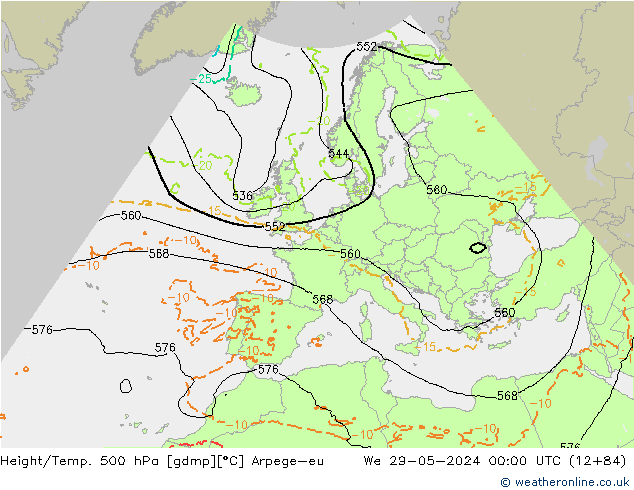 Yükseklik/Sıc. 500 hPa Arpege-eu Çar 29.05.2024 00 UTC