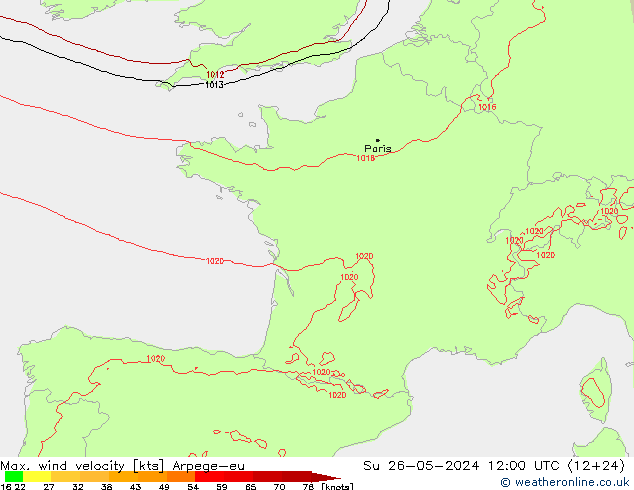 Windböen Arpege-eu So 26.05.2024 12 UTC