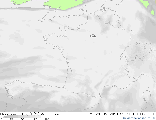 Bulutlar (yüksek) Arpege-eu Çar 29.05.2024 06 UTC