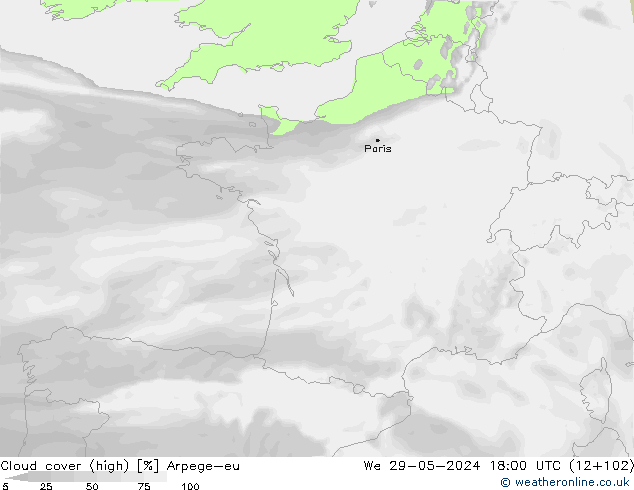 Nuages (élevé) Arpege-eu mer 29.05.2024 18 UTC