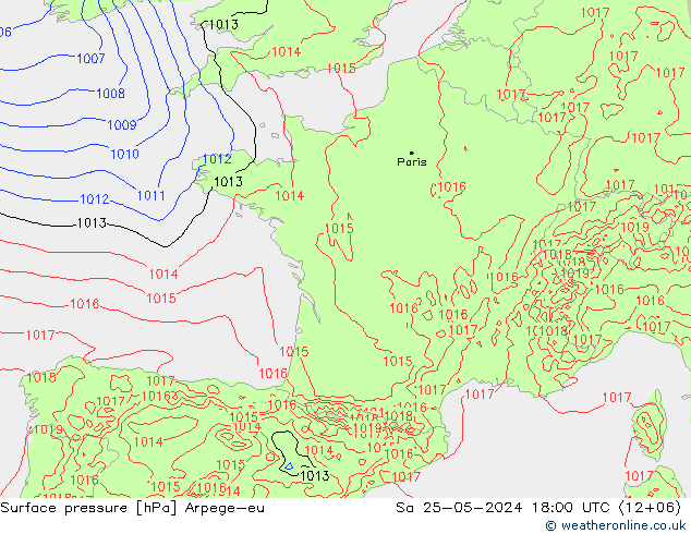 Bodendruck Arpege-eu Sa 25.05.2024 18 UTC