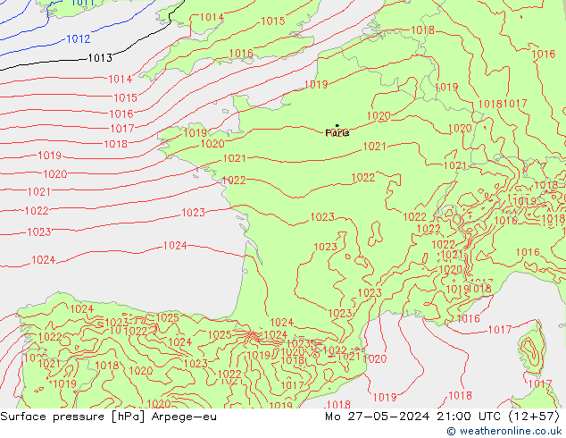 Luchtdruk (Grond) Arpege-eu ma 27.05.2024 21 UTC