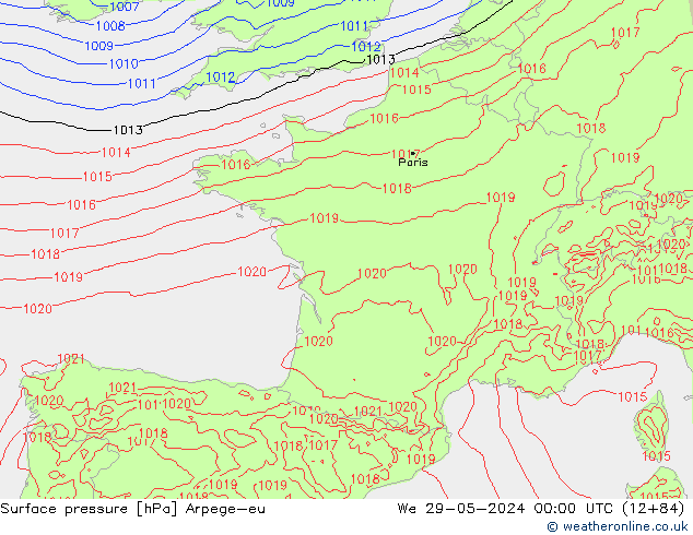 Yer basıncı Arpege-eu Çar 29.05.2024 00 UTC