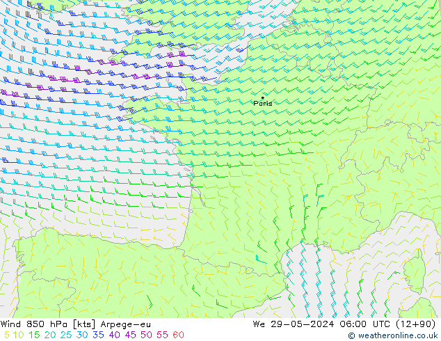 Rüzgar 850 hPa Arpege-eu Çar 29.05.2024 06 UTC