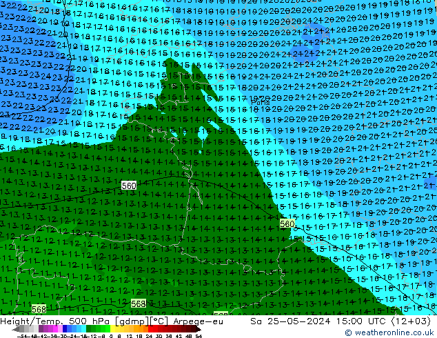 Height/Temp. 500 hPa Arpege-eu Sa 25.05.2024 15 UTC