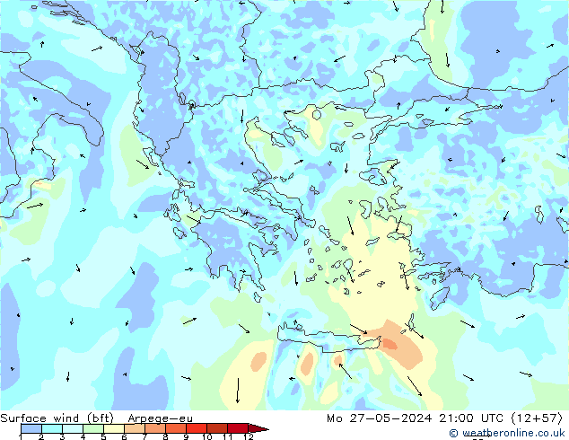  10 m (bft) Arpege-eu  27.05.2024 21 UTC