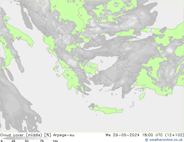 zachmurzenie (środk.) Arpege-eu śro. 29.05.2024 18 UTC