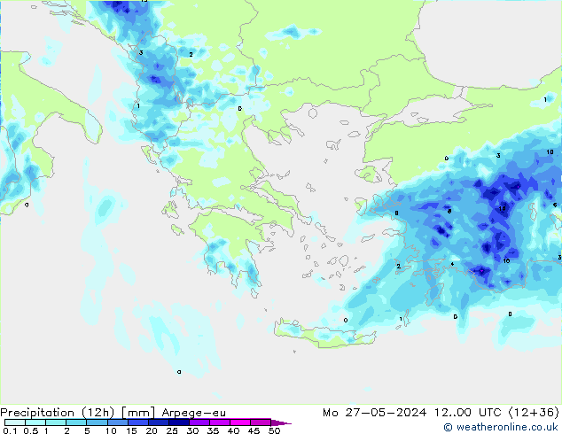 Precipitazione (12h) Arpege-eu lun 27.05.2024 00 UTC