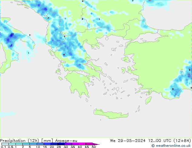 Precipitazione (12h) Arpege-eu mer 29.05.2024 00 UTC