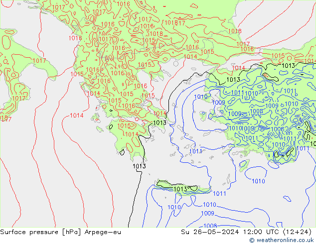 pressão do solo Arpege-eu Dom 26.05.2024 12 UTC