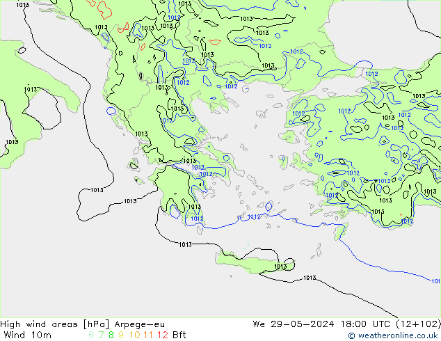 High wind areas Arpege-eu ср 29.05.2024 18 UTC