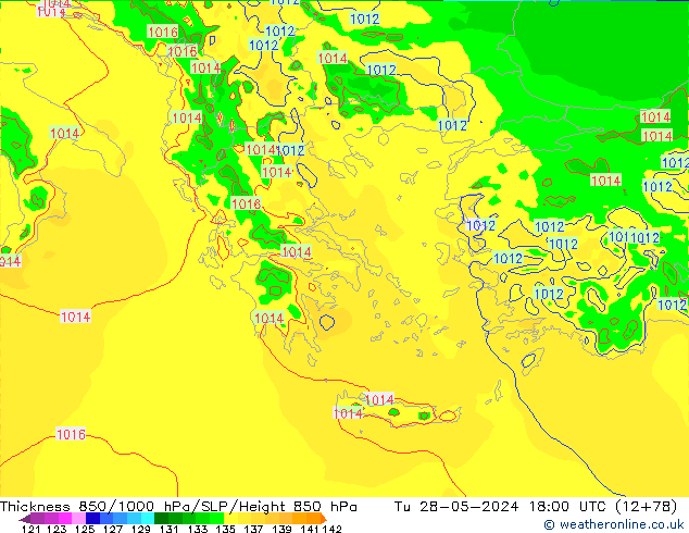 Thck 850-1000 hPa Arpege-eu wto. 28.05.2024 18 UTC