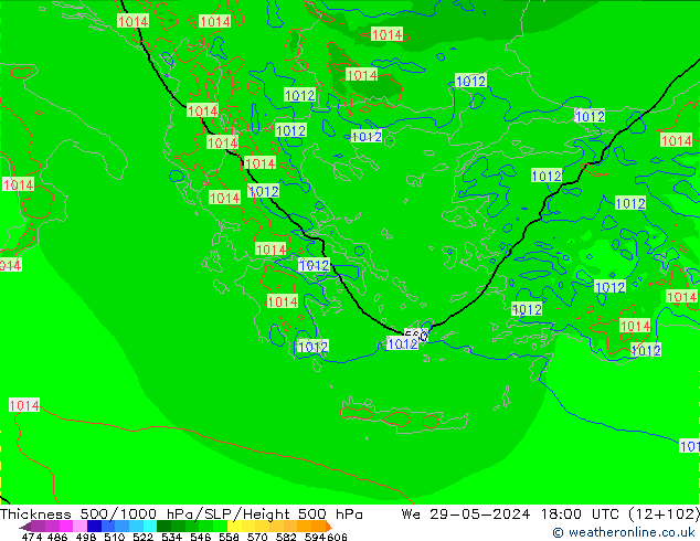 Thck 500-1000гПа Arpege-eu ср 29.05.2024 18 UTC