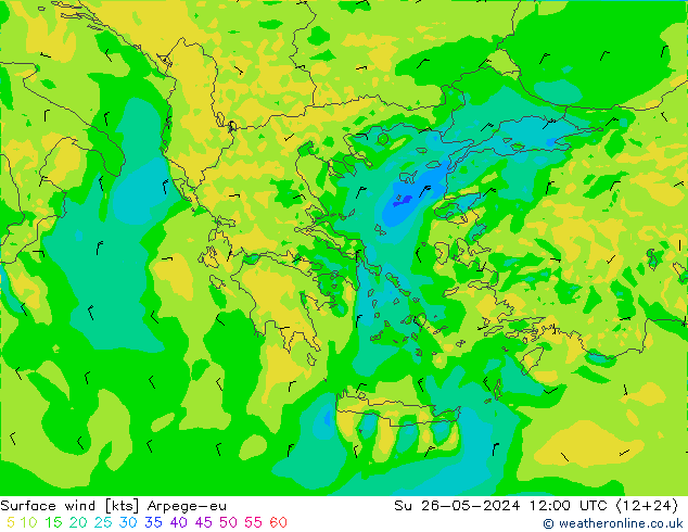 Viento 10 m Arpege-eu dom 26.05.2024 12 UTC