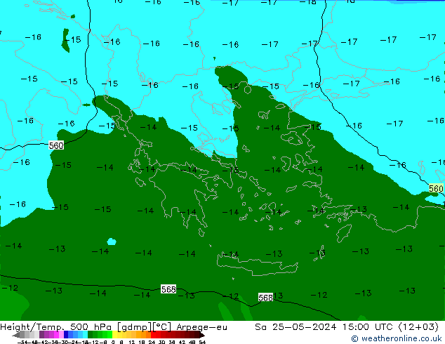 Hoogte/Temp. 500 hPa Arpege-eu za 25.05.2024 15 UTC