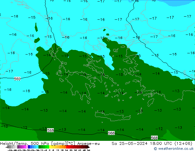 Height/Temp. 500 hPa Arpege-eu Sa 25.05.2024 18 UTC