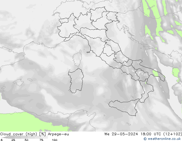 Bulutlar (yüksek) Arpege-eu Çar 29.05.2024 18 UTC