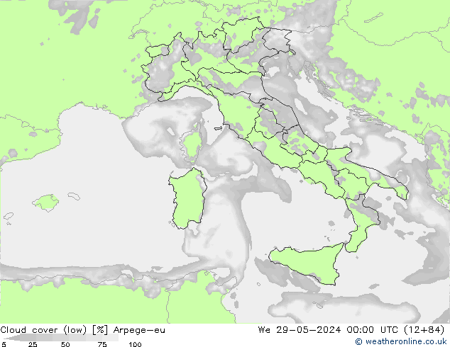 nízká oblaka Arpege-eu St 29.05.2024 00 UTC