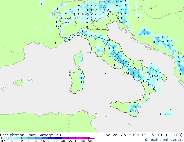 Srážky Arpege-eu So 25.05.2024 15 UTC