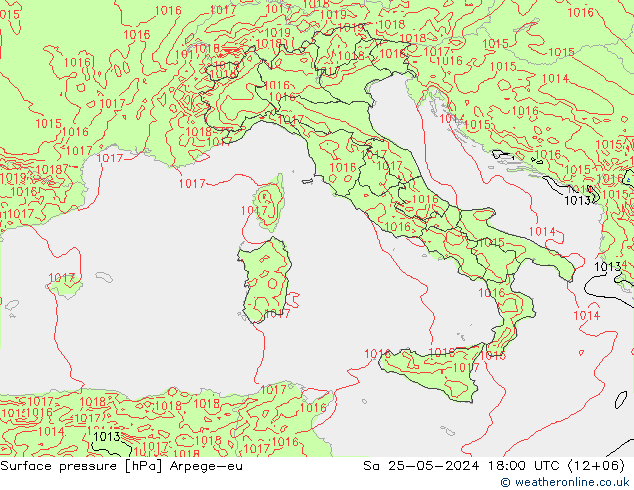 Surface pressure Arpege-eu Sa 25.05.2024 18 UTC