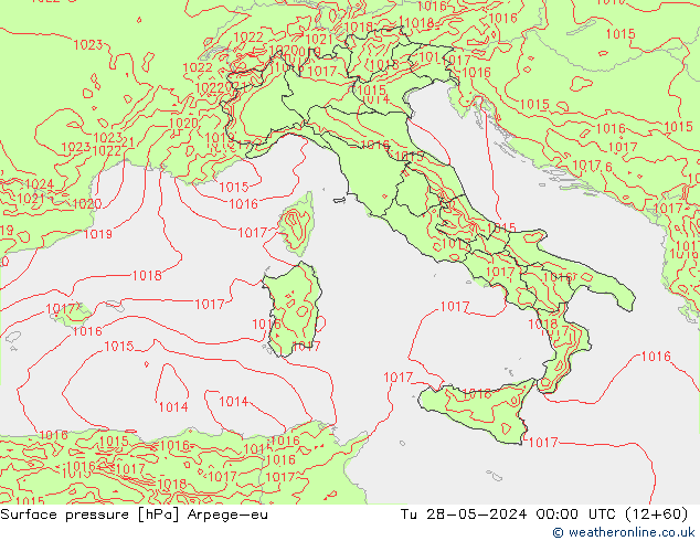 Surface pressure Arpege-eu Tu 28.05.2024 00 UTC