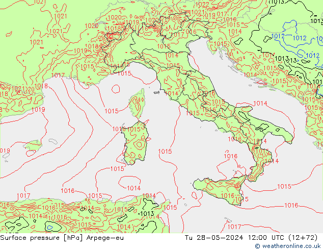 Surface pressure Arpege-eu Tu 28.05.2024 12 UTC