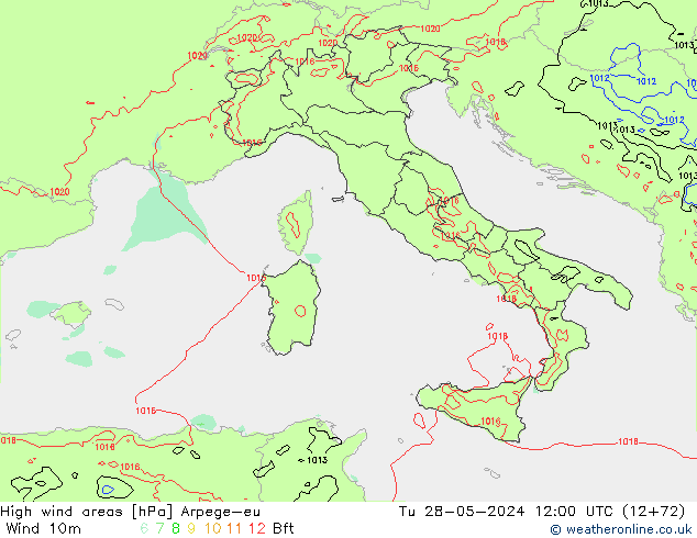 High wind areas Arpege-eu mar 28.05.2024 12 UTC