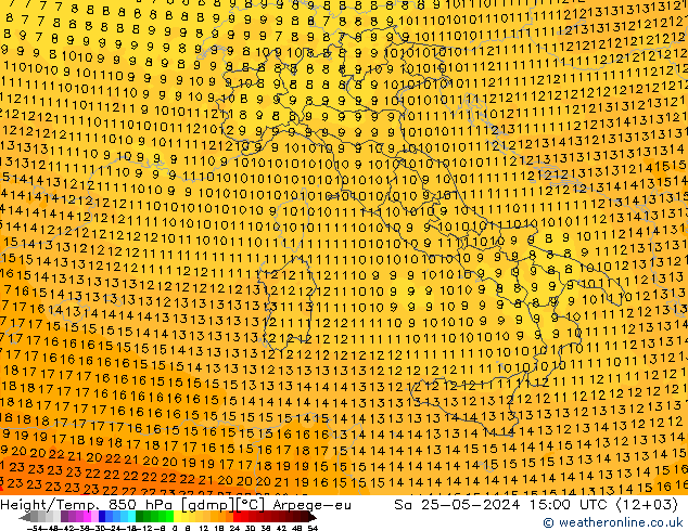 Height/Temp. 850 hPa Arpege-eu sab 25.05.2024 15 UTC