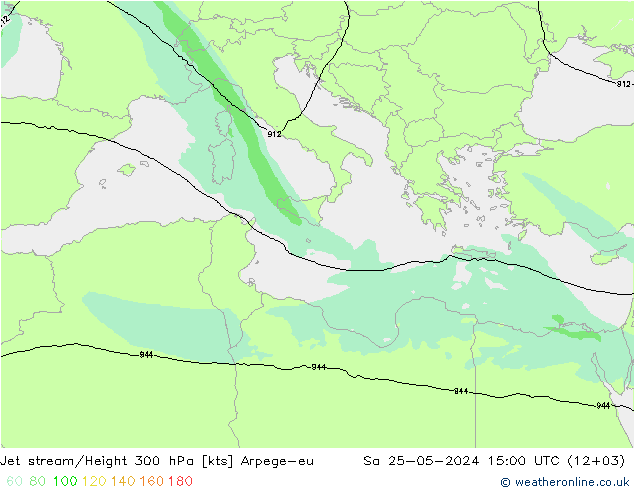 Jet stream/Height 300 hPa Arpege-eu Sa 25.05.2024 15 UTC