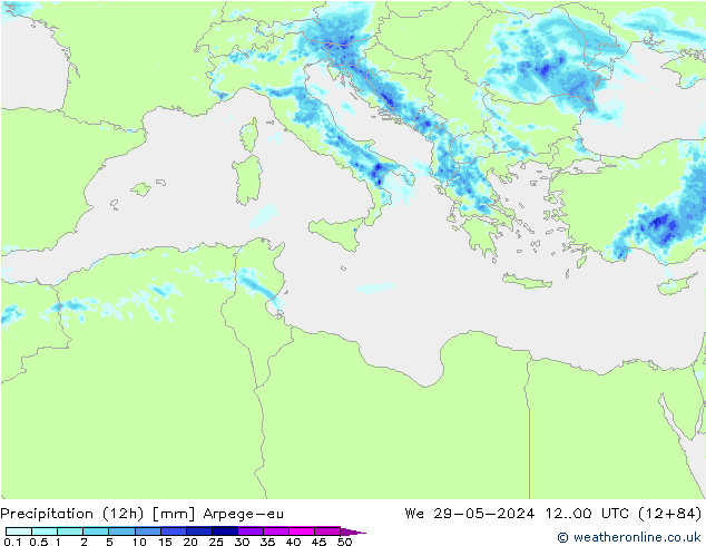 Precipitation (12h) Arpege-eu We 29.05.2024 00 UTC