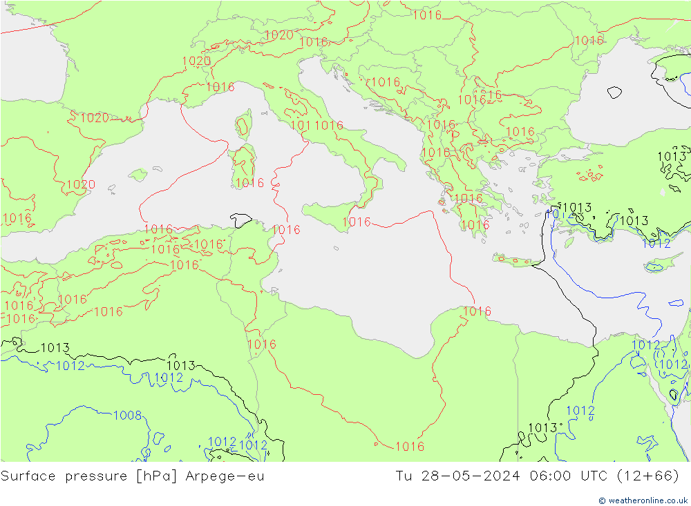 Surface pressure Arpege-eu Tu 28.05.2024 06 UTC