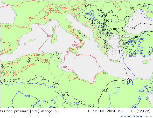 Surface pressure Arpege-eu Tu 28.05.2024 12 UTC