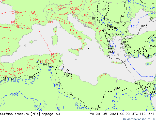 Presión superficial Arpege-eu mié 29.05.2024 00 UTC