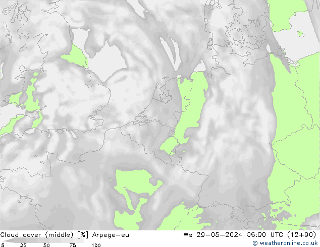 Nuages (moyen) Arpege-eu mer 29.05.2024 06 UTC